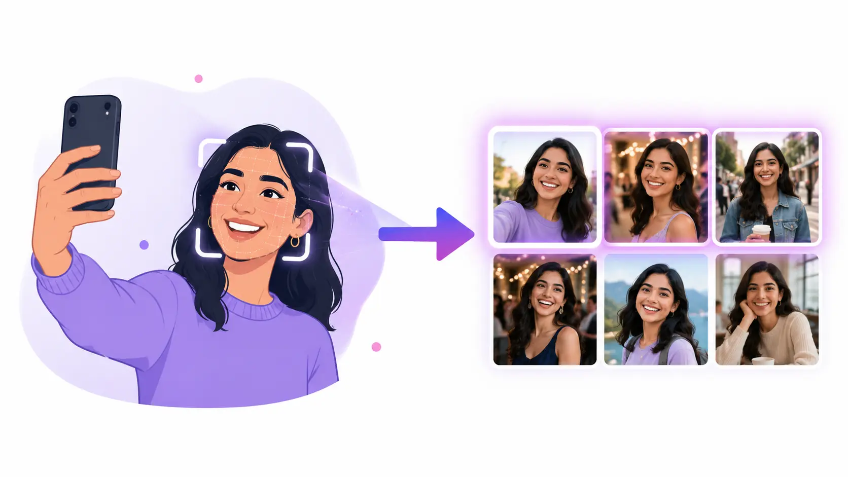 A guest taking a selfie on a phone to instantly find their own event photos with face search